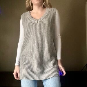 Be Cool Oversized Gray Chunky Knit Sweater Vest Size S/M